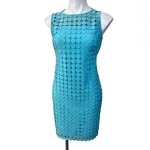 Lauren Ralph Lauren dress  Size 4 Melia Dot-Lace Sheath Turquoise Blue